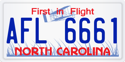 NC license plate AFL6661