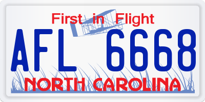 NC license plate AFL6668