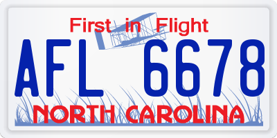 NC license plate AFL6678