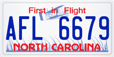 NC license plate AFL6679