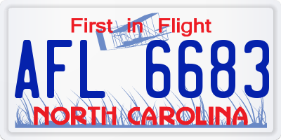 NC license plate AFL6683