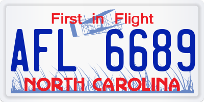 NC license plate AFL6689