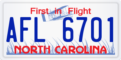 NC license plate AFL6701