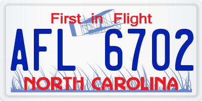 NC license plate AFL6702