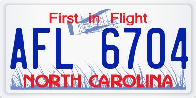NC license plate AFL6704
