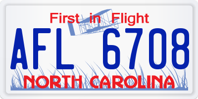 NC license plate AFL6708