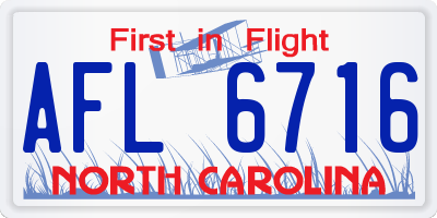 NC license plate AFL6716