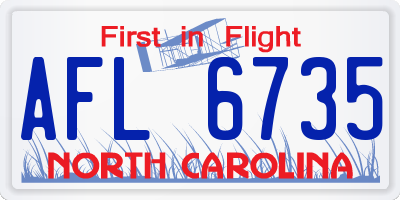NC license plate AFL6735