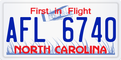 NC license plate AFL6740