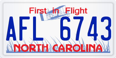 NC license plate AFL6743