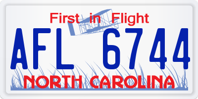 NC license plate AFL6744