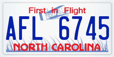 NC license plate AFL6745