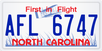 NC license plate AFL6747