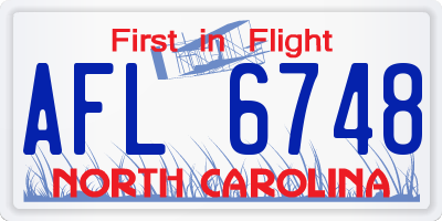 NC license plate AFL6748