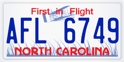NC license plate AFL6749