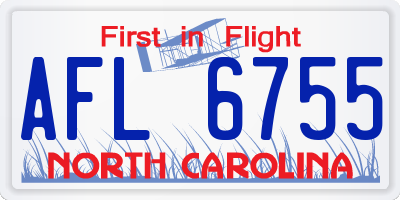 NC license plate AFL6755
