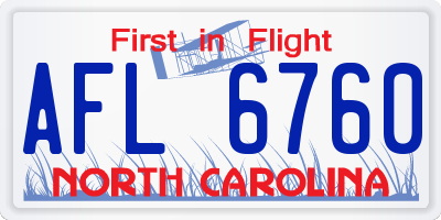 NC license plate AFL6760