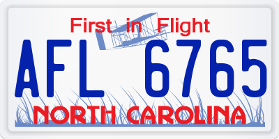 NC license plate AFL6765