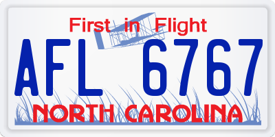 NC license plate AFL6767