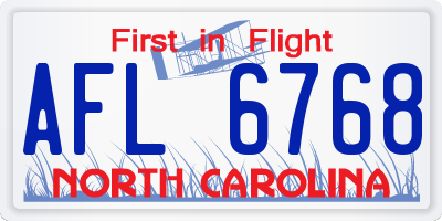 NC license plate AFL6768