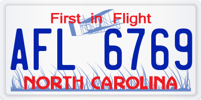 NC license plate AFL6769