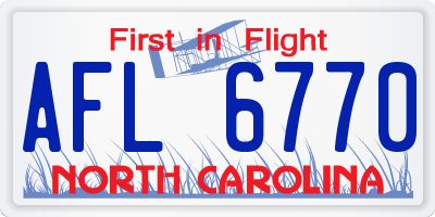 NC license plate AFL6770