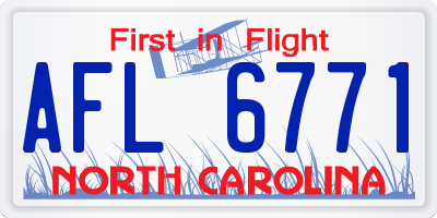 NC license plate AFL6771