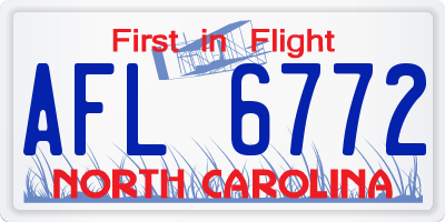 NC license plate AFL6772
