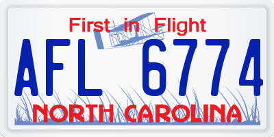 NC license plate AFL6774