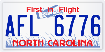 NC license plate AFL6776