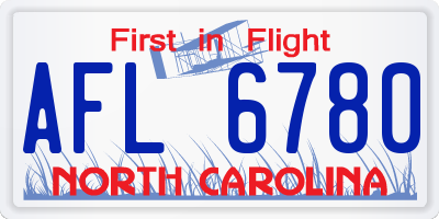 NC license plate AFL6780