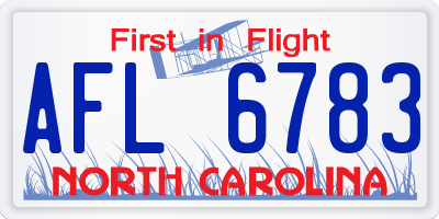 NC license plate AFL6783