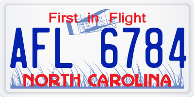 NC license plate AFL6784
