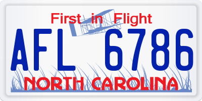 NC license plate AFL6786
