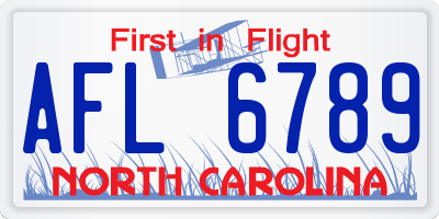 NC license plate AFL6789