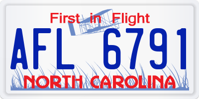 NC license plate AFL6791