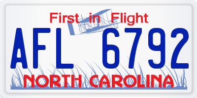 NC license plate AFL6792