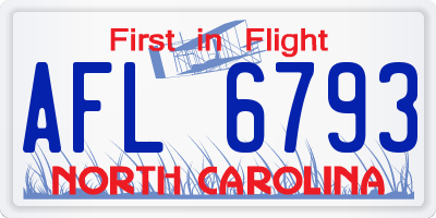 NC license plate AFL6793