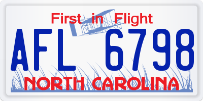 NC license plate AFL6798