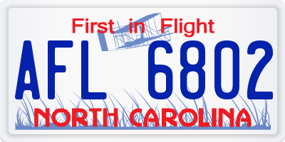 NC license plate AFL6802