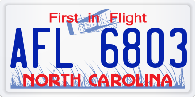 NC license plate AFL6803