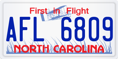 NC license plate AFL6809