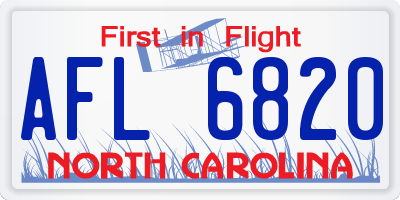NC license plate AFL6820