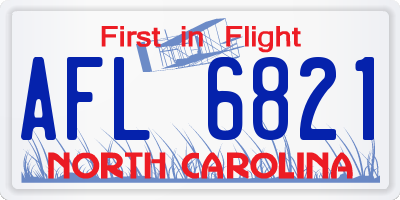 NC license plate AFL6821