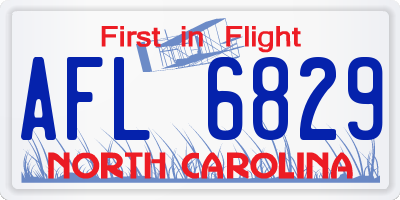 NC license plate AFL6829