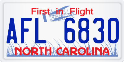 NC license plate AFL6830