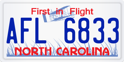 NC license plate AFL6833