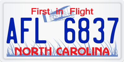 NC license plate AFL6837