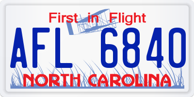 NC license plate AFL6840
