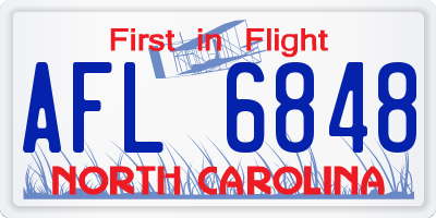 NC license plate AFL6848